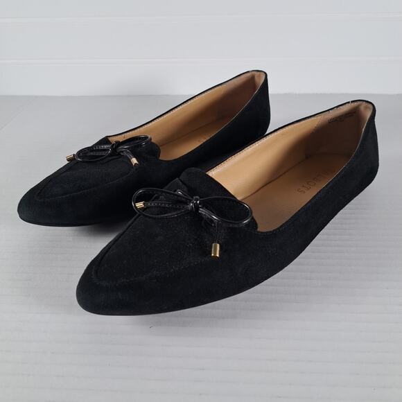 Talbots Francesca Driving Flats Womens 7.5 Black Suede Leather Pointed Toe Shoes - Picture 3 of 14